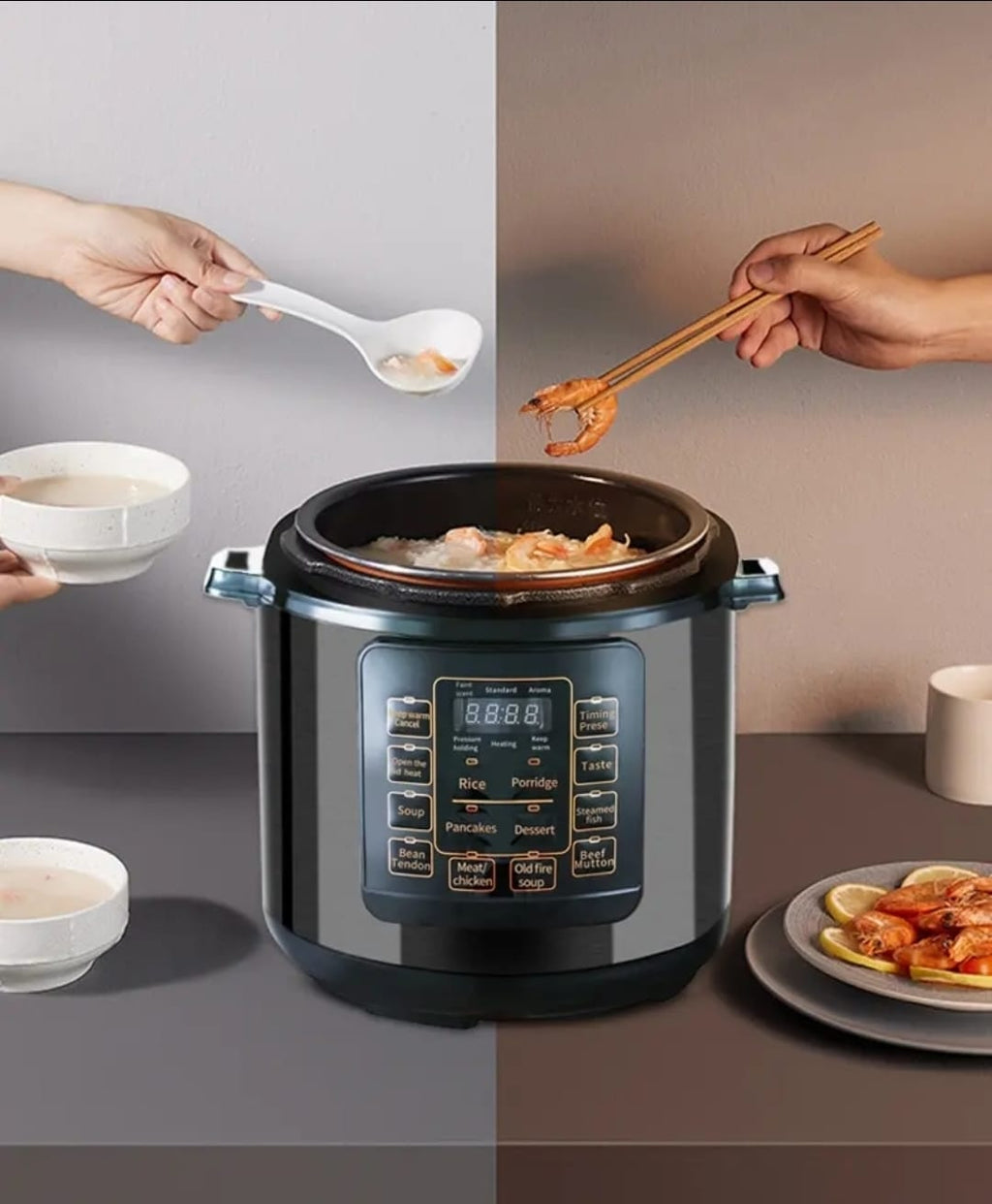 Electric Pressure Cooker 6L 10‑in‑1 Multi‑Cooker Ceramic Non‑Stick, Steamer,  Cake Maker, Stock Pot, Food Warmer, Rice, Beef, Chicken & More