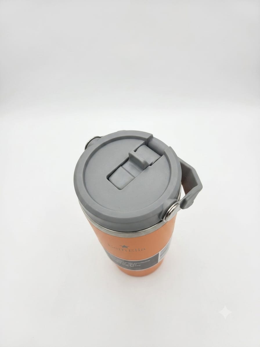 Esthella 30oz (890ml) Vacuum Insulated Tumbler Mug with Handle and Straw | Leak-Resistant Travel Cup for Hot & Cold Drinks.