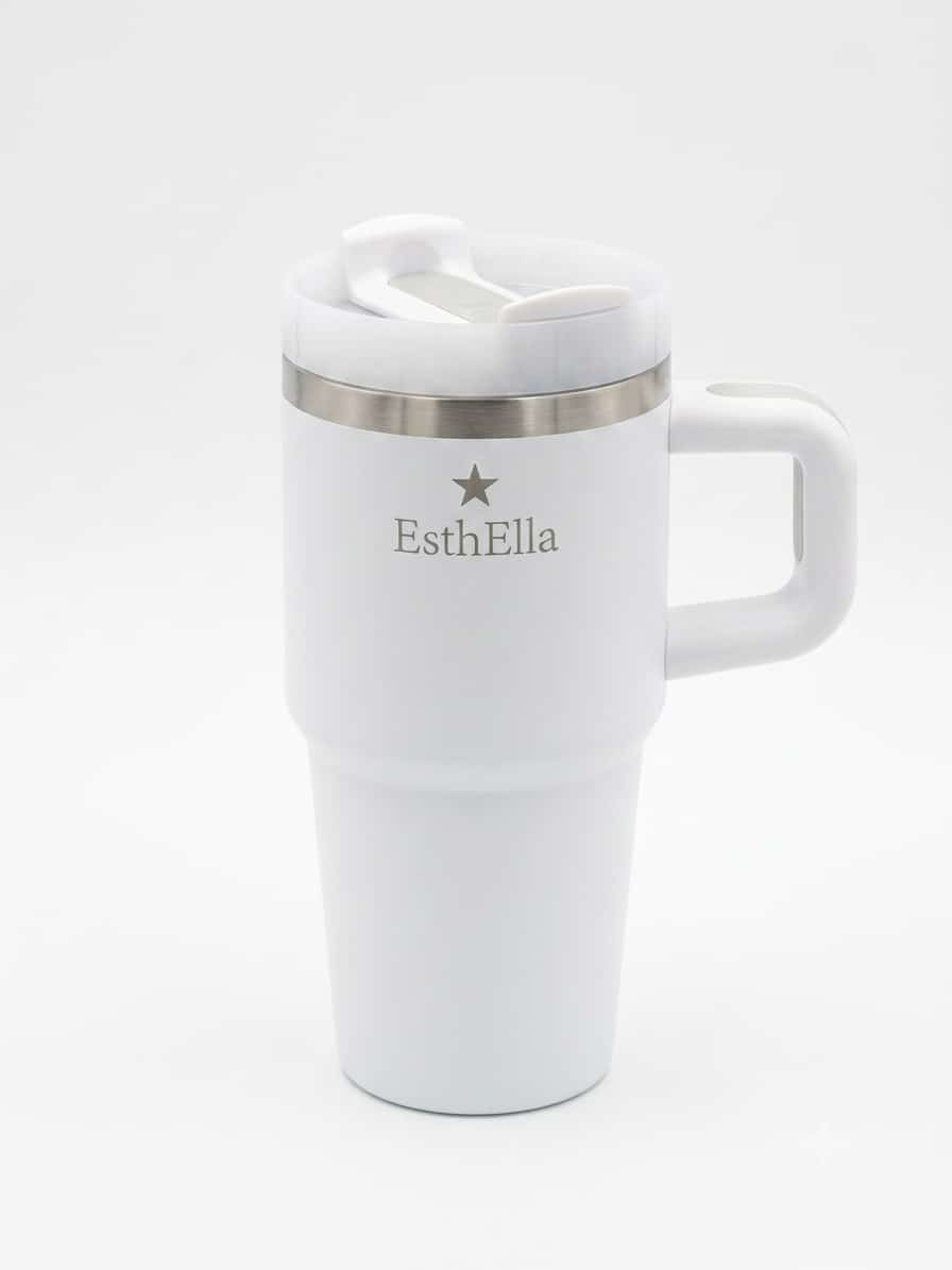 Esthella 20oz (600ml) Vacuum Insulated Tumbler Mug with Handle and Straw | Portable Leak-Resistant Travel Cup for Kids and Adults | Hot & Cold Drinks.