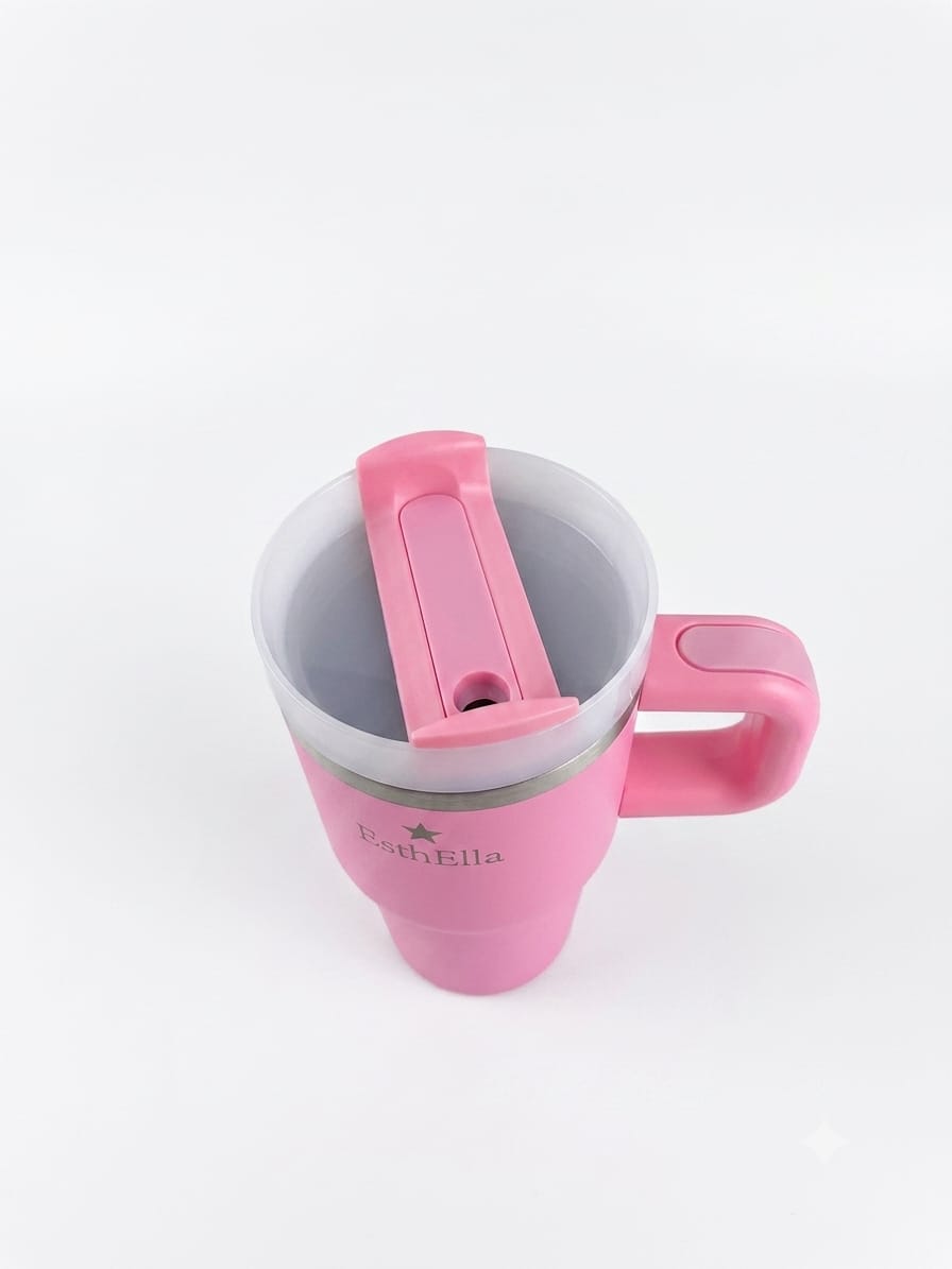 Esthella 20oz (600ml) Vacuum Insulated Tumbler Mug with Handle and Straw | Portable Leak-Resistant Travel Cup for Kids and Adults | Hot & Cold Drinks.
