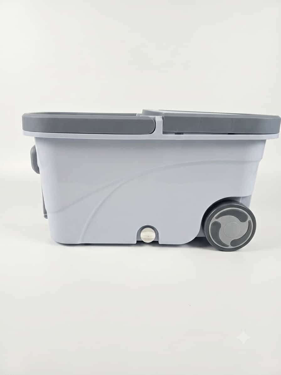 360° Spin Mop and Bucket System on Wheels | Rolling Mopping Bucket with Wringer and Pull Handle | Microfiber Floor Mop with Adjustable Stainless Steel Hand for Hardwood, Tile, and Laminate.