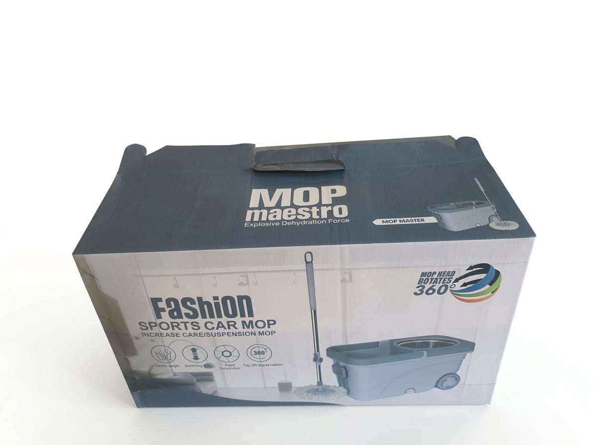 360° Spin Mop and Bucket System on Wheels | Rolling Mopping Bucket with Wringer and Pull Handle | Microfiber Floor Mop with Adjustable Stainless Steel Hand for Hardwood, Tile, and Laminate.