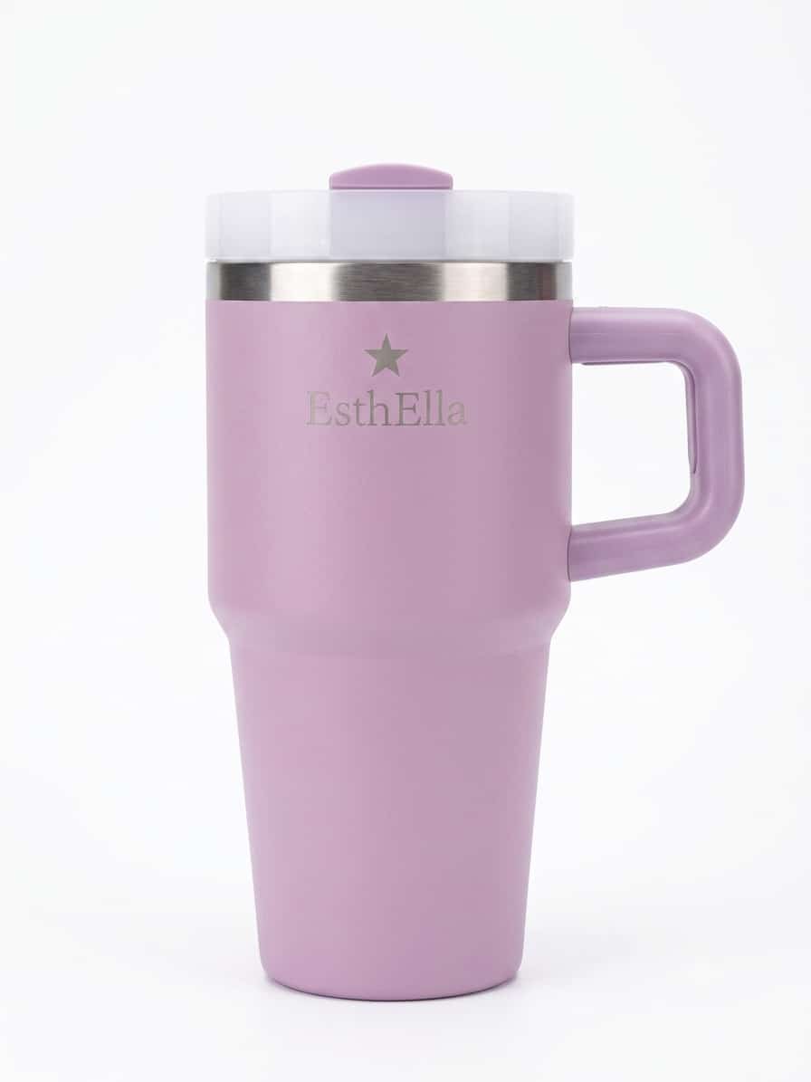 Esthella 20oz (600ml) Vacuum Insulated Tumbler Mug with Handle and Straw | Portable Leak-Resistant Travel Cup for Kids and Adults | Hot & Cold Drinks.