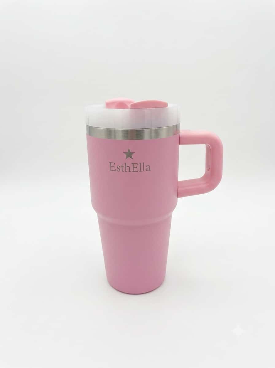Esthella 20oz (600ml) Vacuum Insulated Tumbler Mug with Handle and Straw | Portable Leak-Resistant Travel Cup for Kids and Adults | Hot & Cold Drinks.