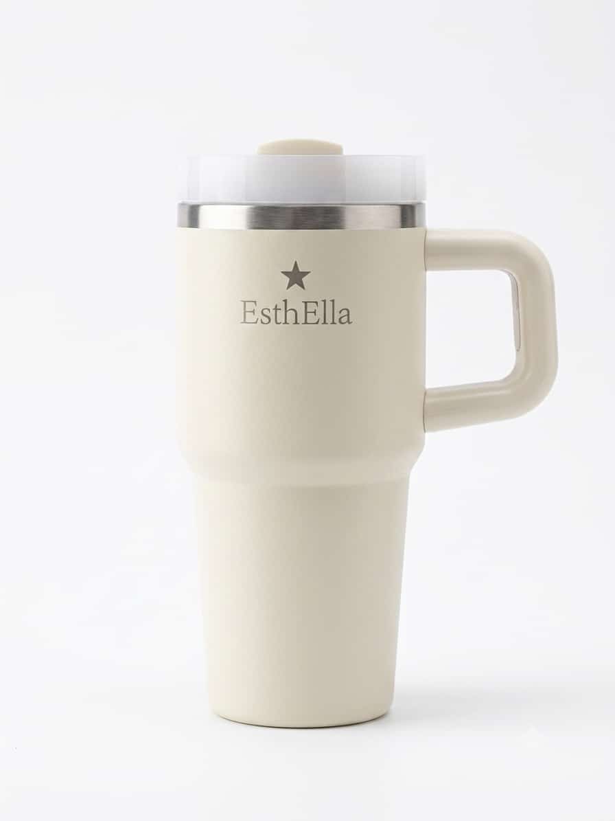 Esthella 20oz (600ml) Vacuum Insulated Tumbler Mug with Handle and Straw | Portable Leak-Resistant Travel Cup for Kids and Adults | Hot & Cold Drinks.